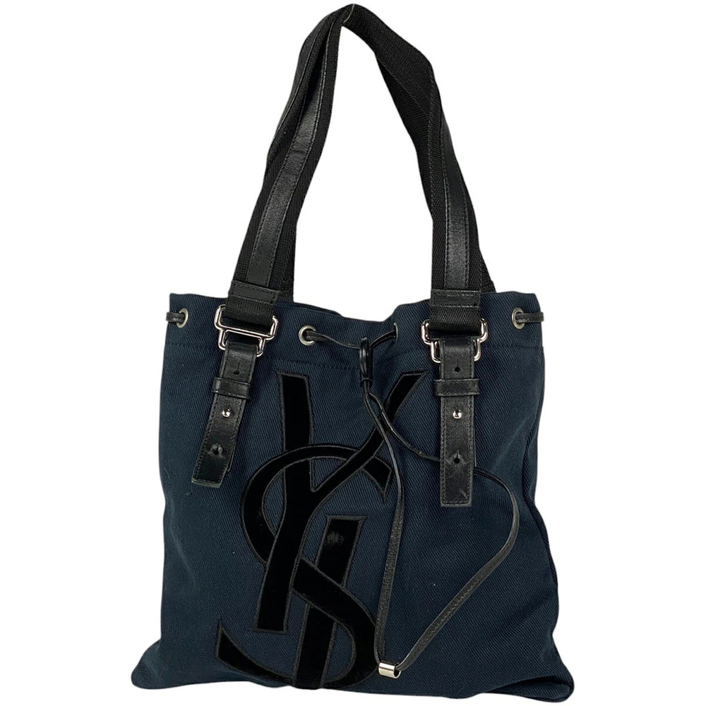 Saint Laurent Yves Kahala Tote Bag YSL Handbag Canvas Black